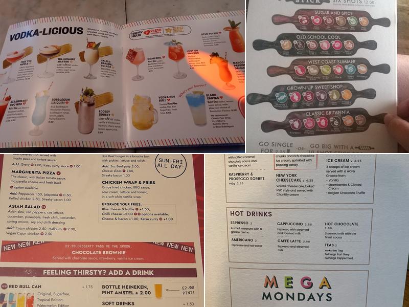 Revolution Manchester - Oxford Road Menu