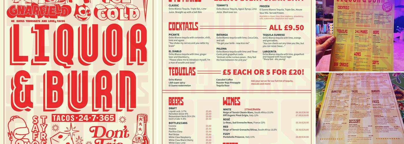 Liquor and Burn Menu