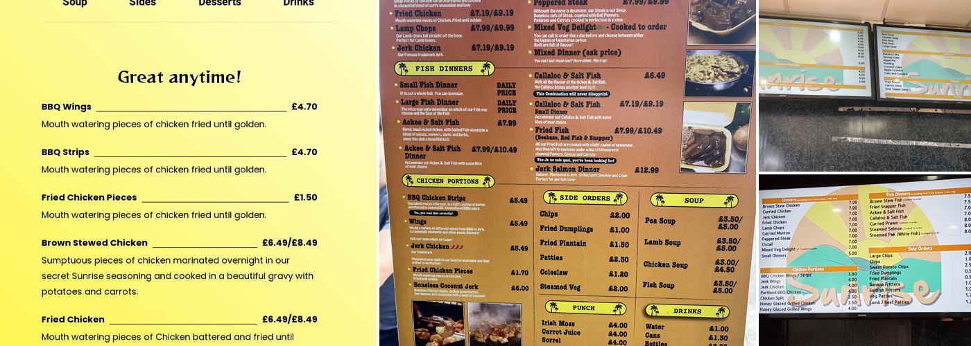 Sunrise Caribbean Food Ltd Menu