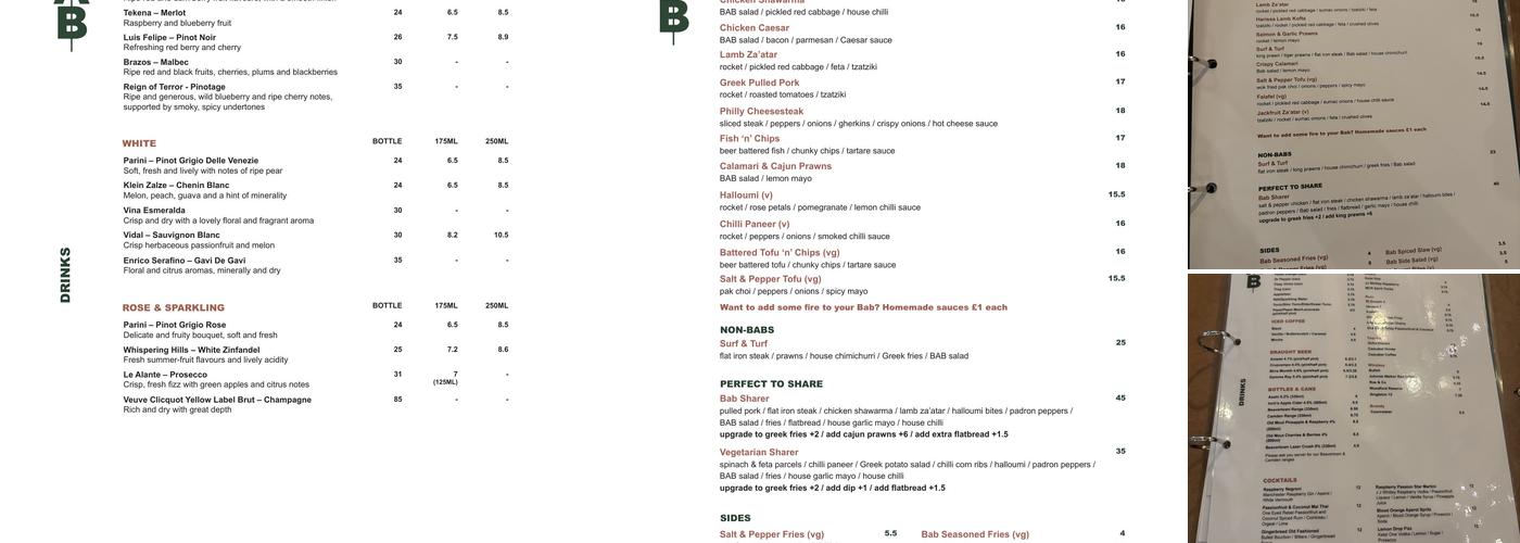 BAB NQ Menu