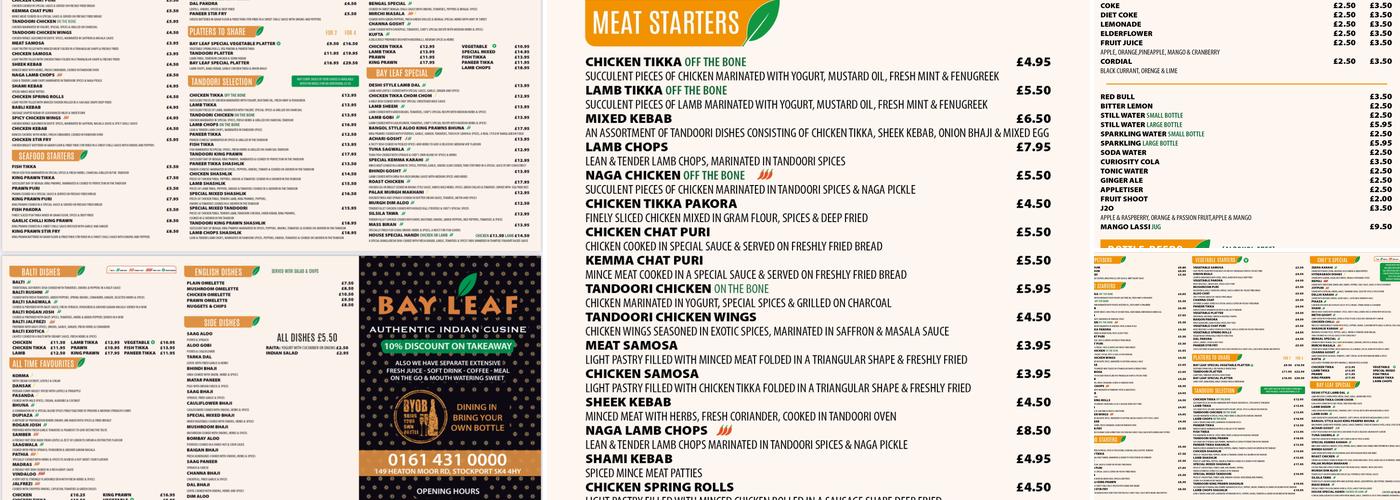 Bay Leaf Indian Cuisine Menu