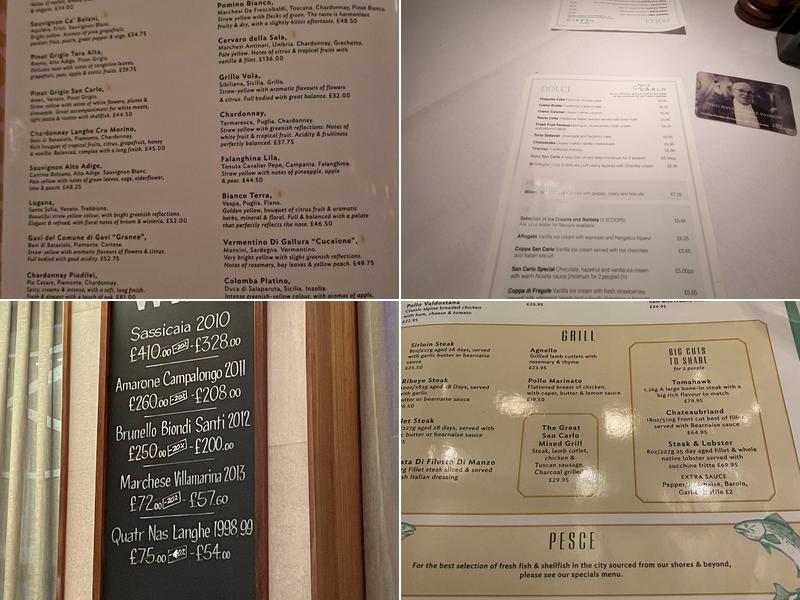 San Carlo Menu
