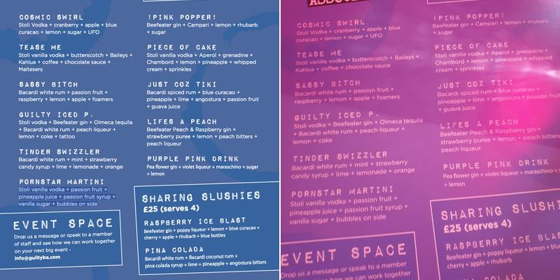 Guilty By Association Menu