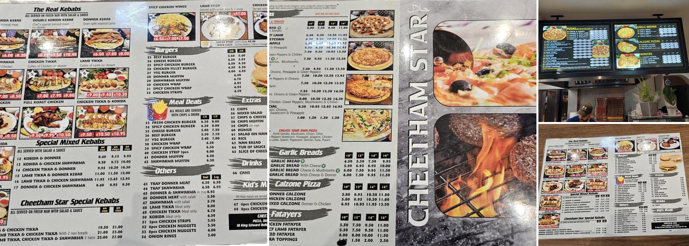 Cheetham Star Menu