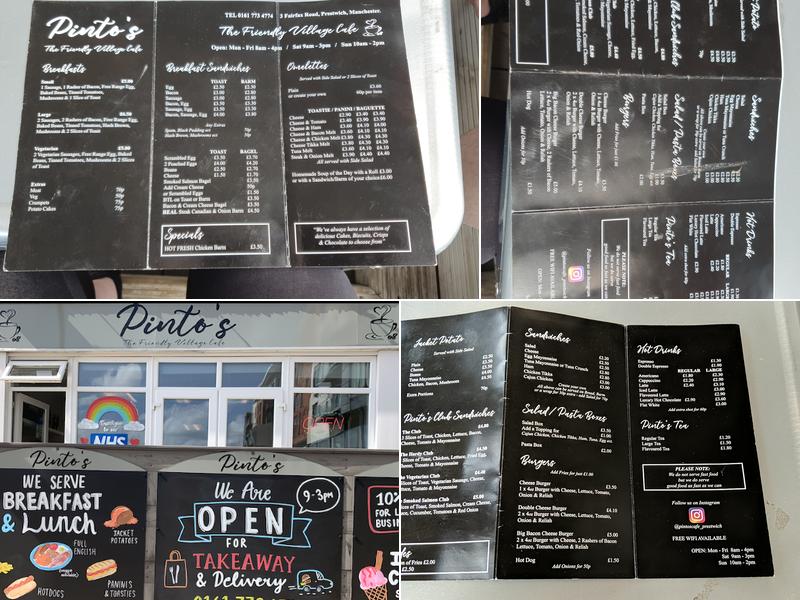 Pinto's The Friendly Village Cafe Menu