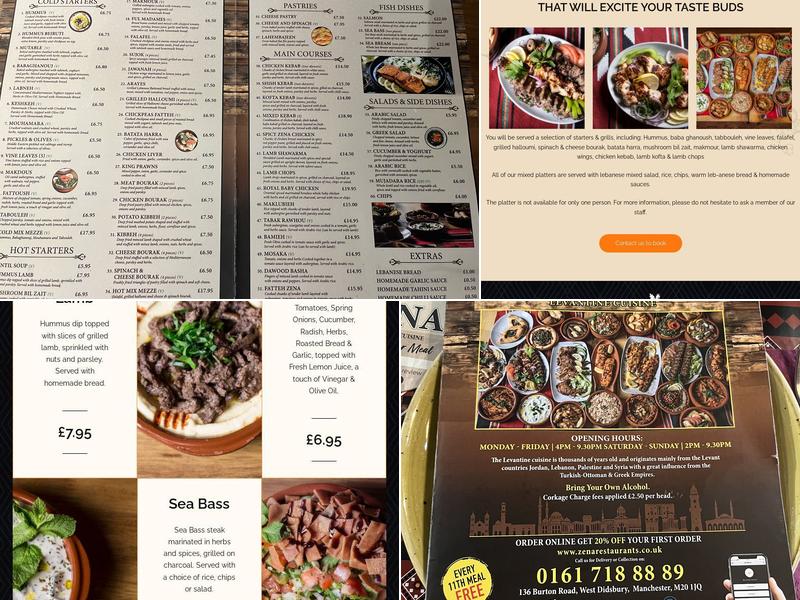 Zena Restaurant Menu