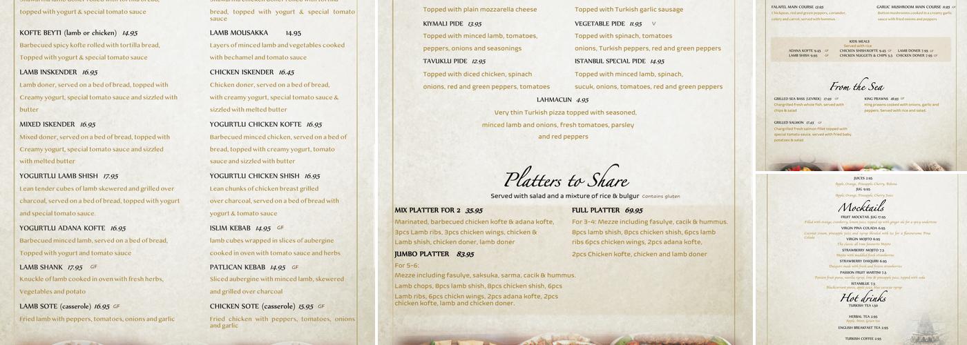 Istanbul Restaurant Manchester Menu