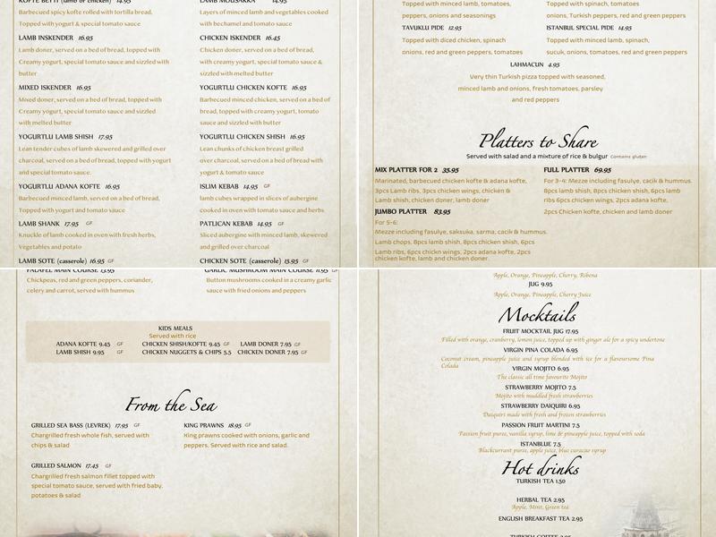 Istanbul Restaurant Manchester Menu