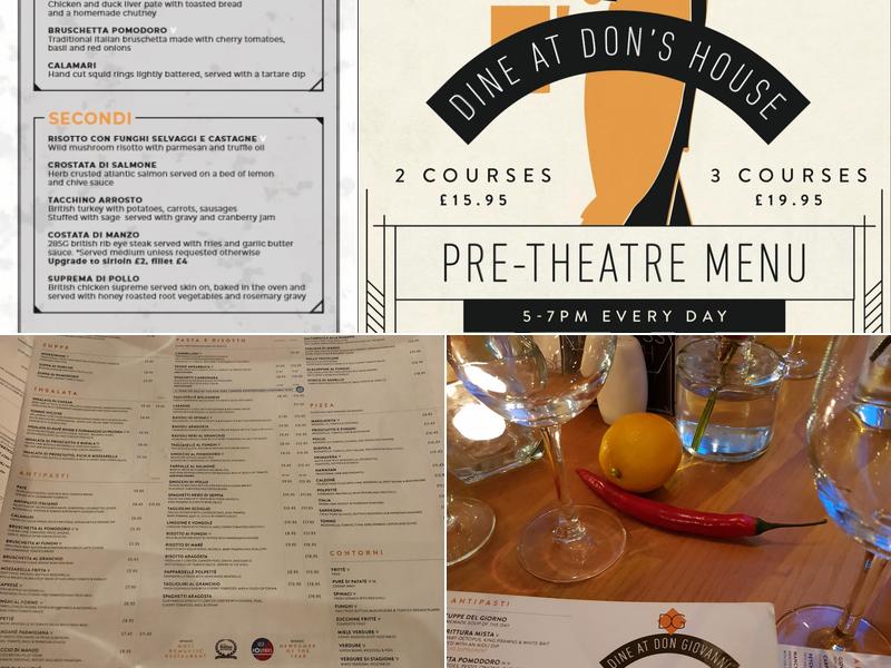 Don Giovanni - Italian Restaurant Manchester Menu