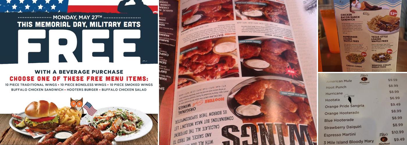 Hooters Menu