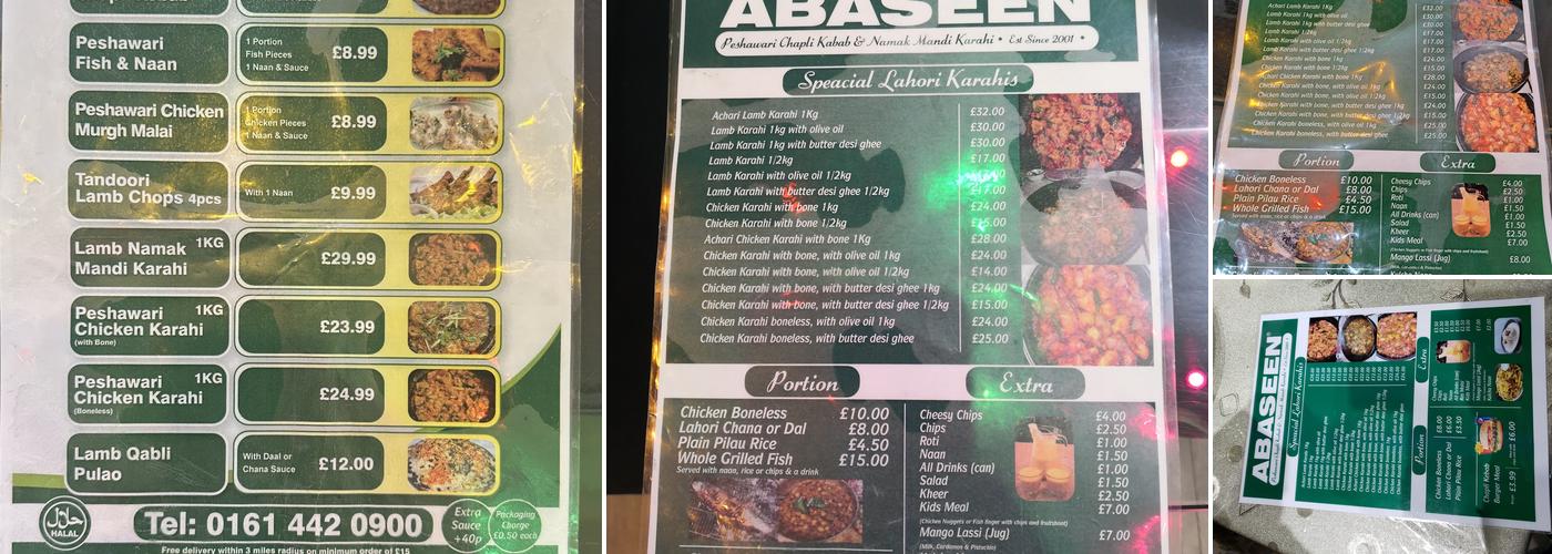 Abaseen Menu