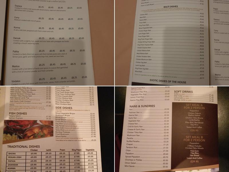 Bilash Balti & Tandoori Restaurant Menu