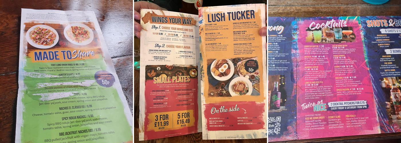 Walkabout - Manchester Menu