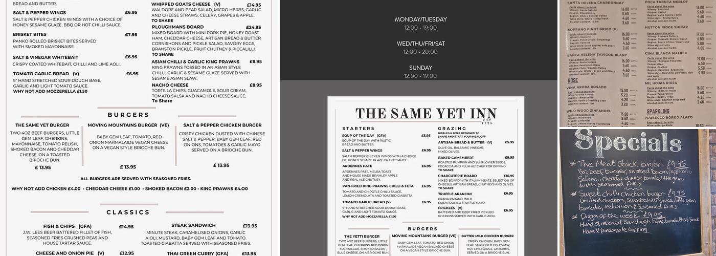 Same Yet Inn Menu