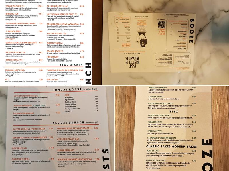 POT KETTLE BLACK Angel Gardens Manchester Menu