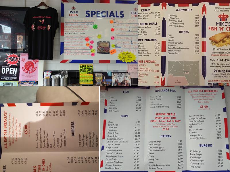Mike's Fish and chips Menu