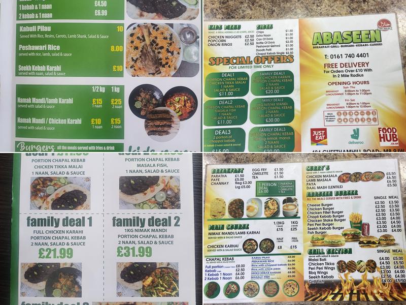 Abaseen , Cheethamhill Menu