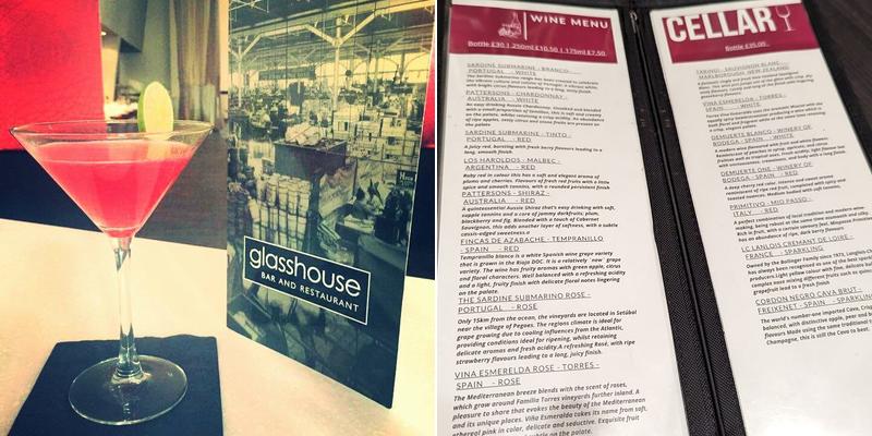 Glasshouse Bar and Restaurant Menu