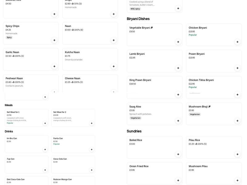 Taste of India Salford Menu