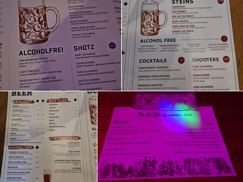 The Bierkeller Manchester Menu