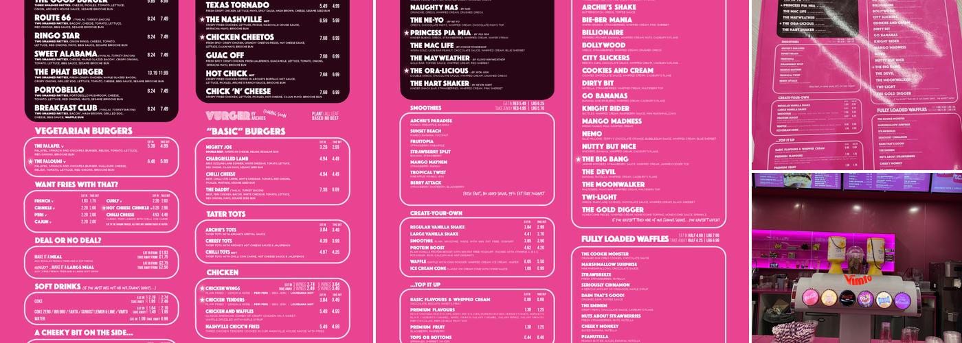 Archie’s - Manchester Arndale Menu