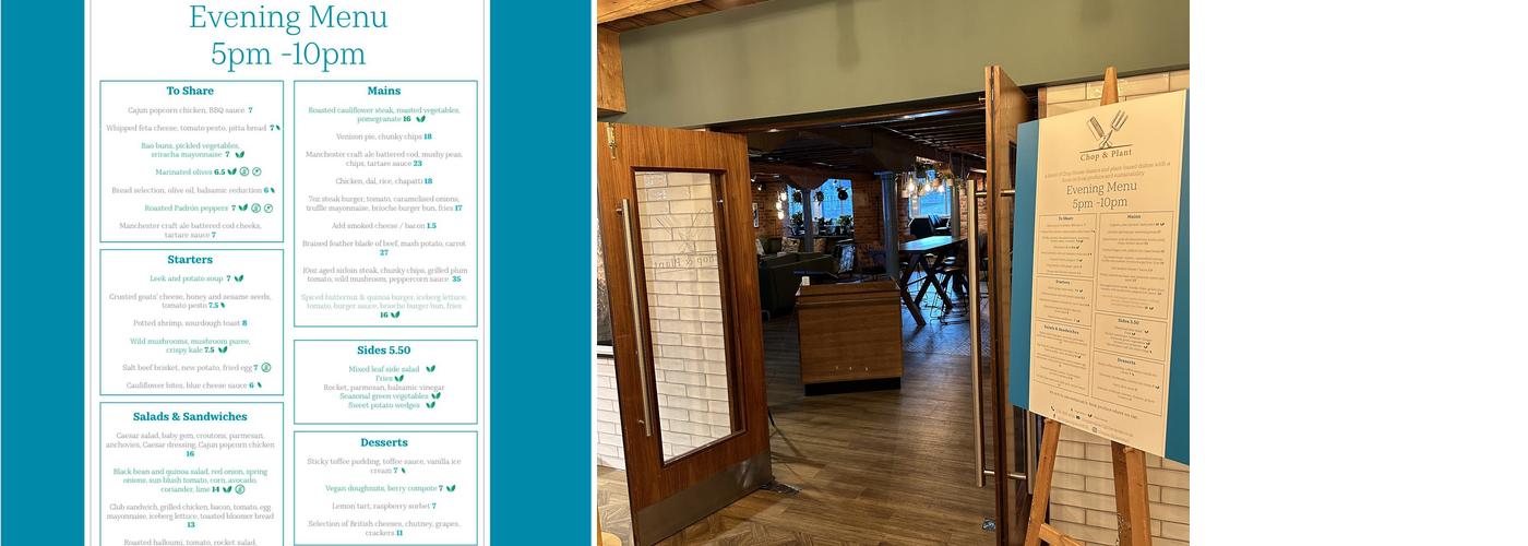Chop & Plant - Manchester Spinningfields Menu