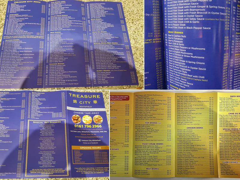 Treasure City Menu