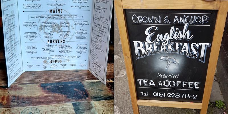 The Crown & Anchor Menu