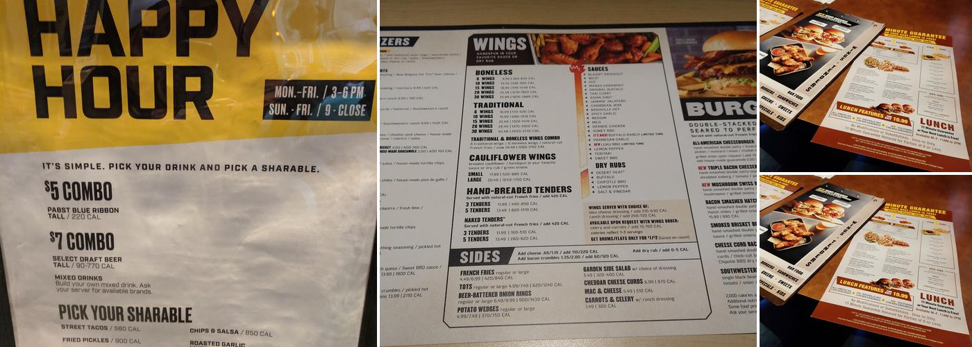 Buffalo Wild Wings Menu