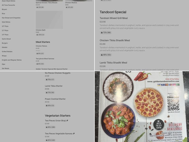 Golden Tandoori Menu