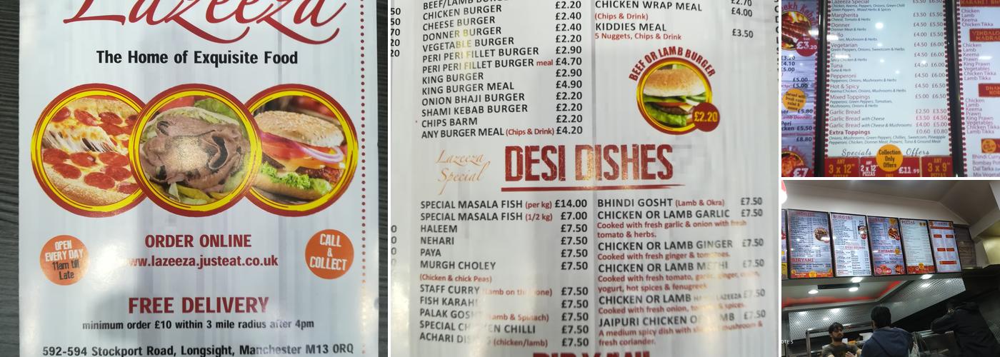 Lazeeza Takeaway Menu