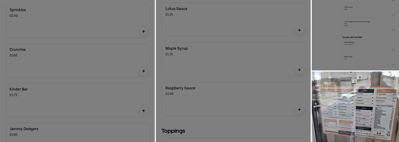 The Grumpy Baker - Home of Artisan Desserts Menu