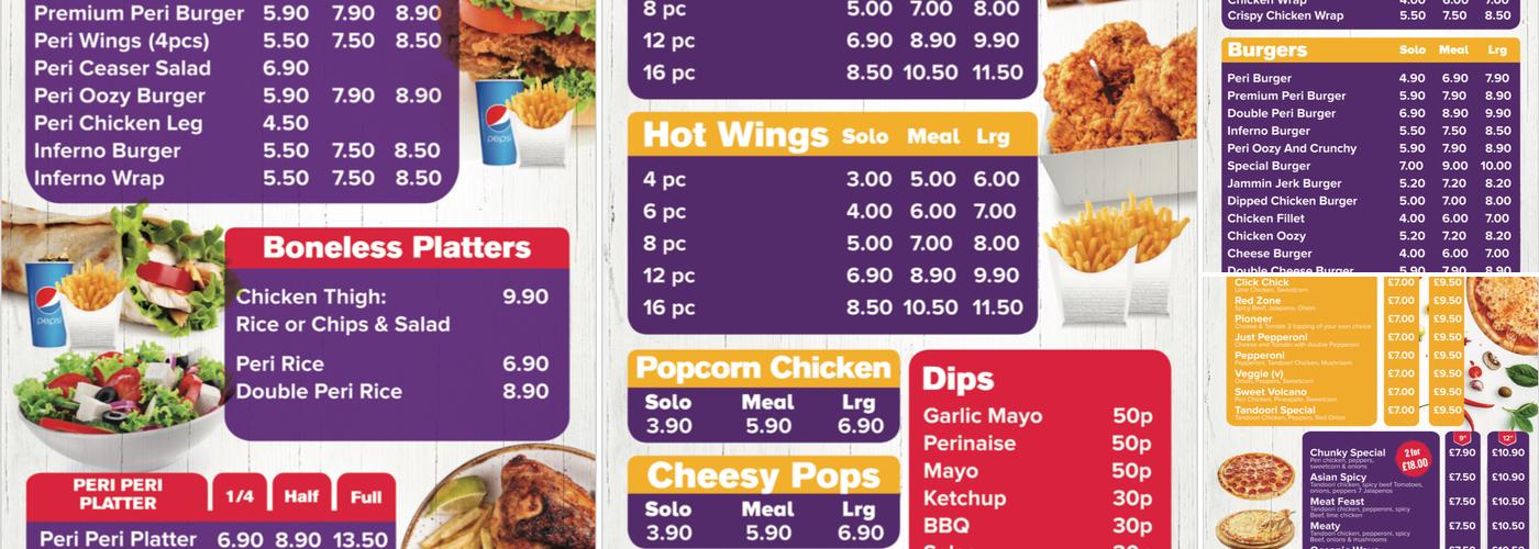 Chunky Chicken Menu