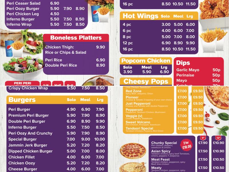 Chunky Chicken Menu