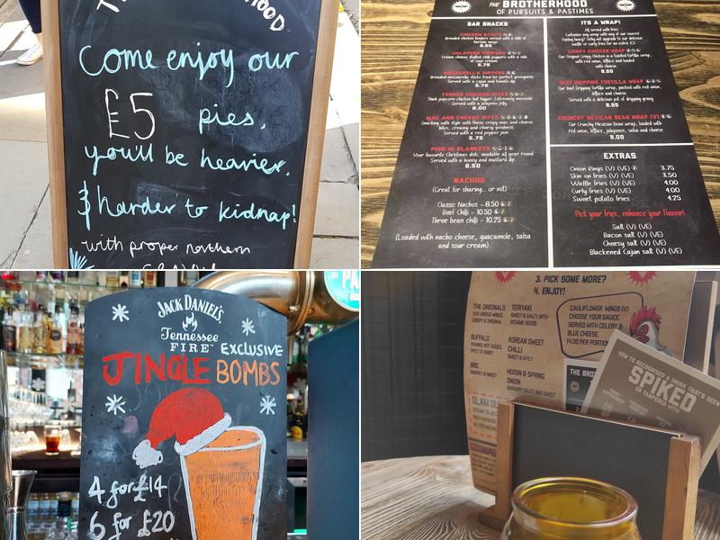 The Brotherhood Of Pursuits And Pastimes Menu