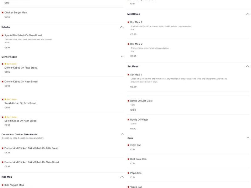 Blackley Indian Kitchen Menu