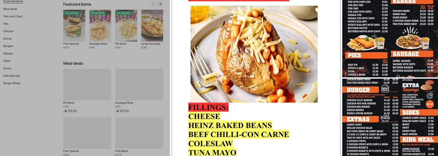 Mi Julies Chippy Menu