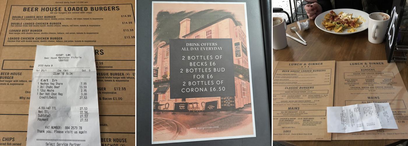 The Beer House Bar & Kitchen Menu