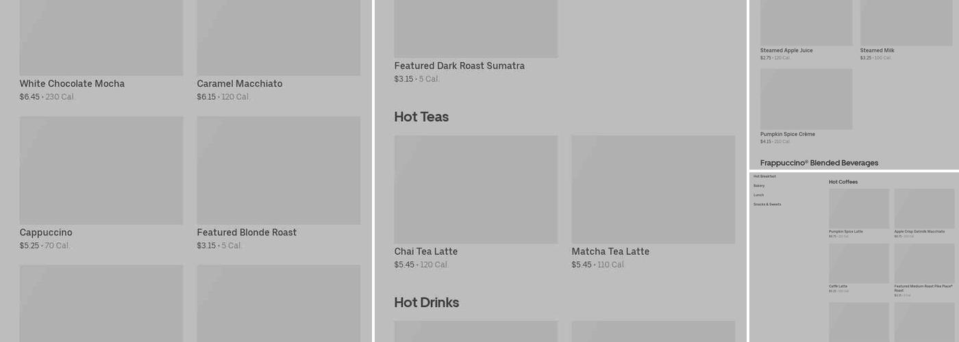 Starbucks Coffee Company Menu