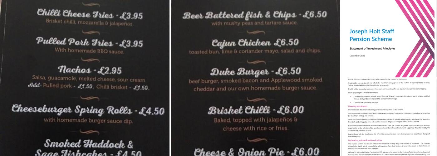 Duke of Wellington Menu