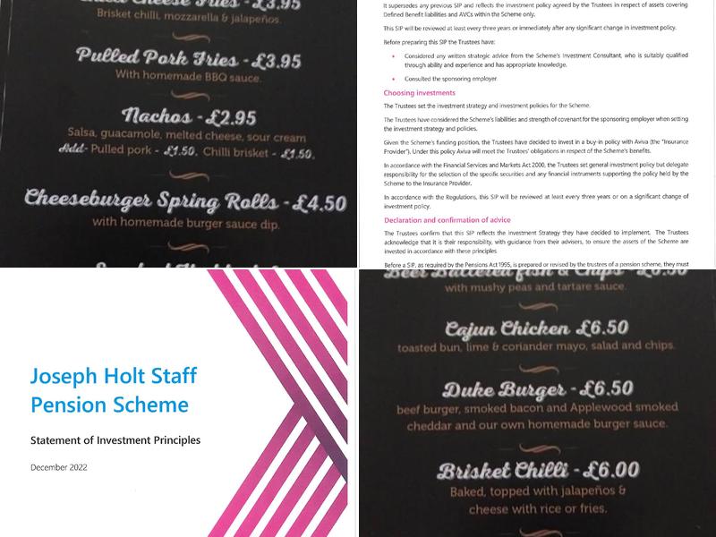 Duke of Wellington Menu