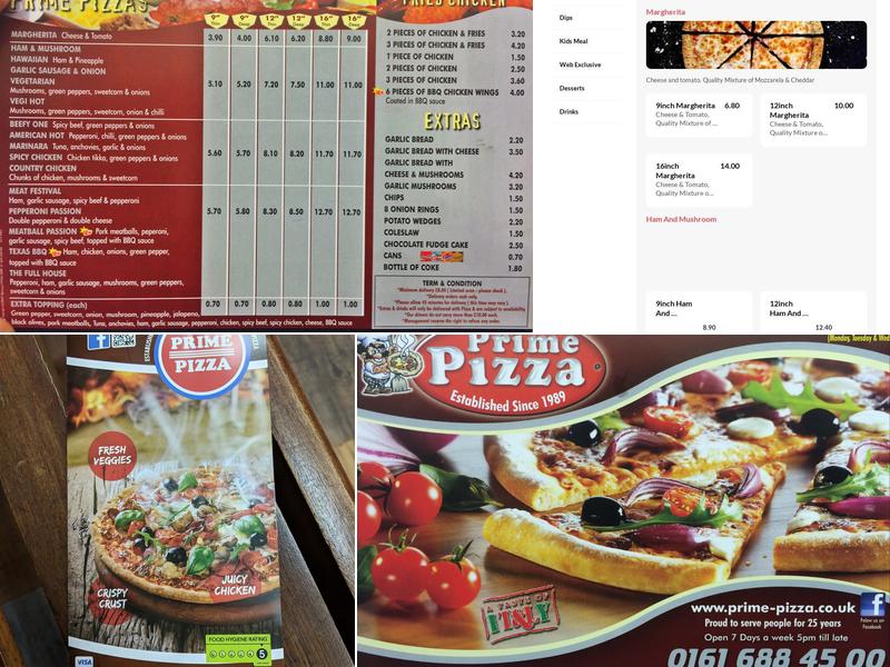 Prime Pizza Menu