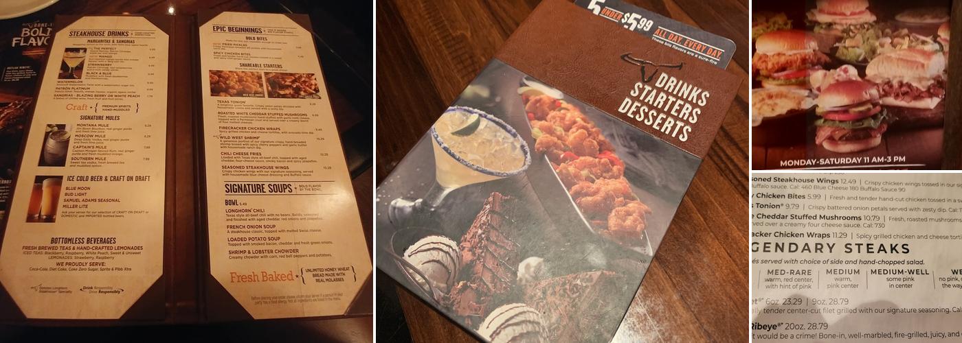 LongHorn Steakhouse Menu