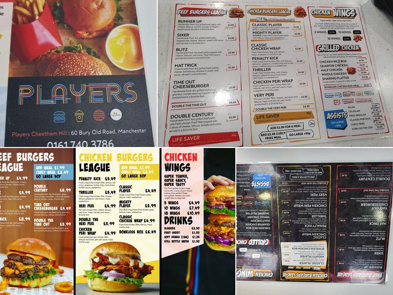 Players Cheetham Hill Menu