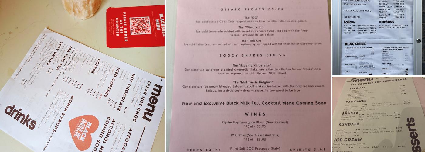 Black Milk Menu