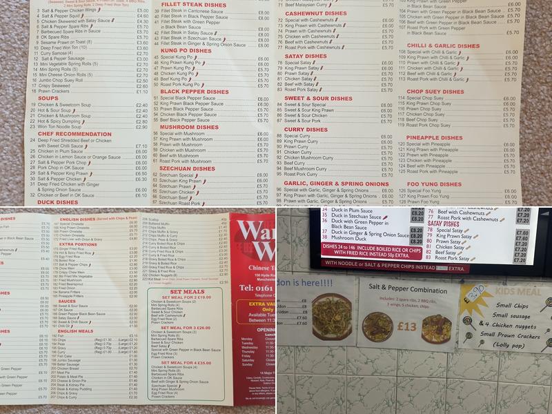 Wang Wang Chinese Takeaway Menu