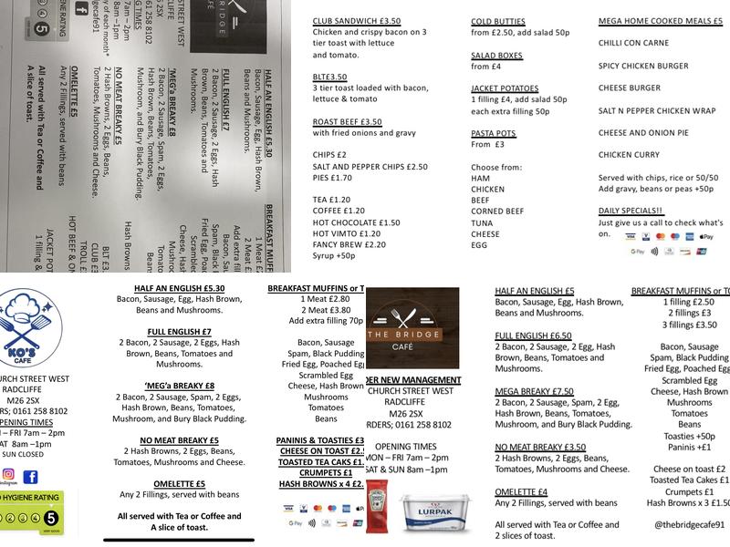 The Bridge Cafe Menu