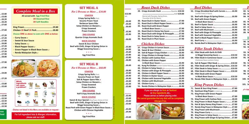 JC Oriental Cuisine Menu