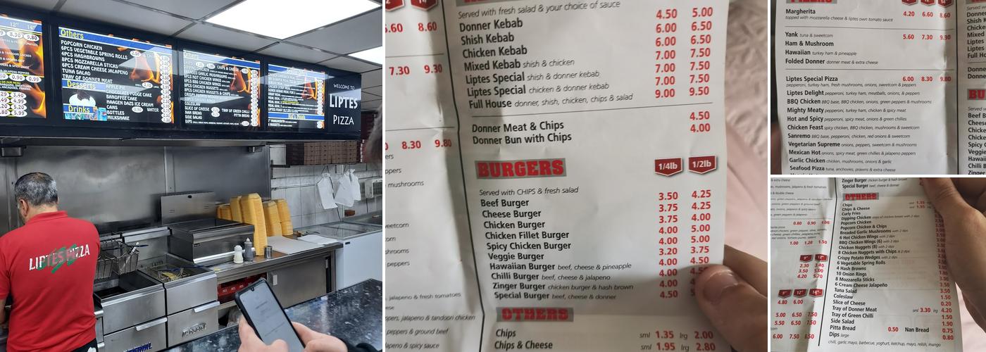 Liptes kebabs Menu