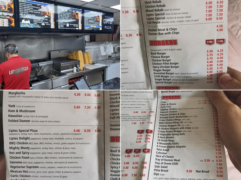 Liptes kebabs Menu